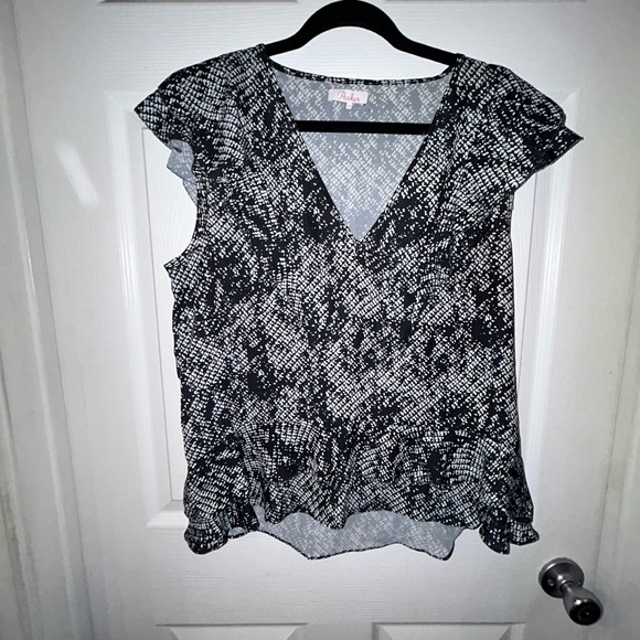 Parker Tops - Parker (Nordstrom) Black and White V-Neck Blouse